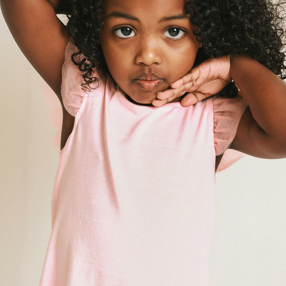 Starry Pink Tulle Sleeve Shirt
