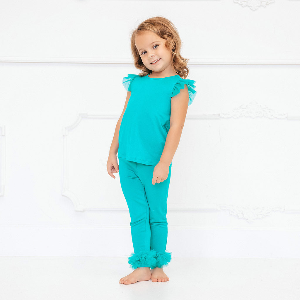 Signature Teal Tulle Sleeve Shirt