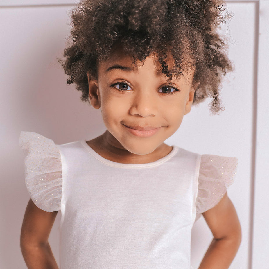 White Tulle Sleeve Shirt
