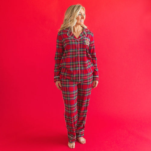 Red Tartan Plaid Women's Flannelette Luxe Pajama Set