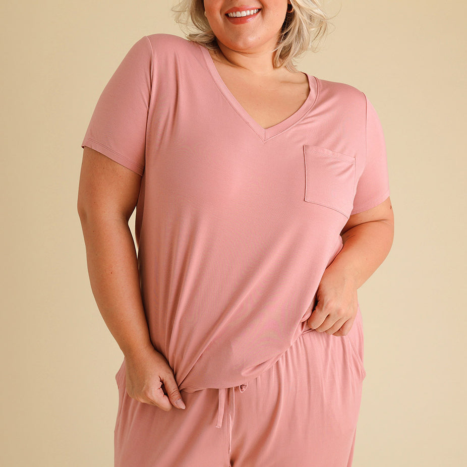 Dusty Rose Women's V-Neck Tee