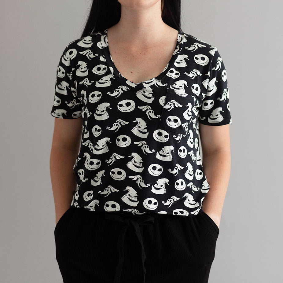 Disney The Nightmare Before Christmas Nightmare Medley Women's V-Neck Tee