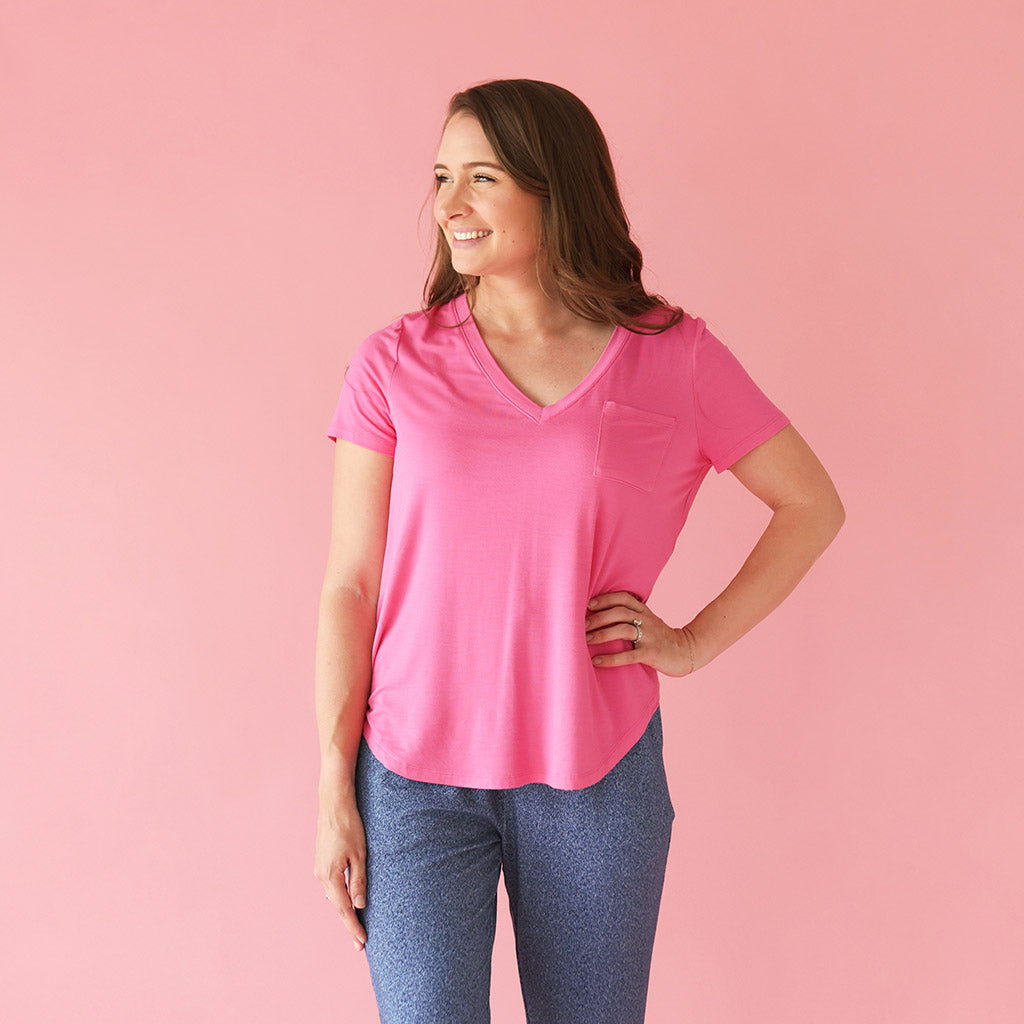 Posh Hot Pink Women's V-Neck Tee