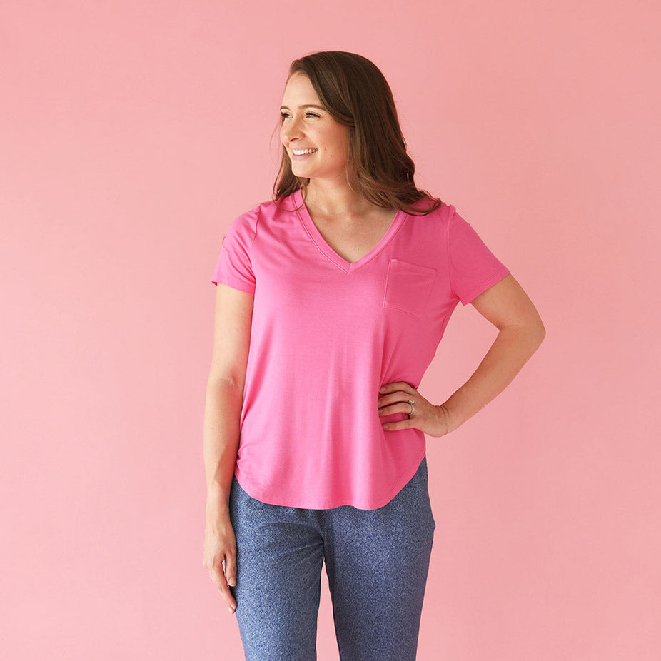 Posh Hot Pink Women's V-Neck Tee