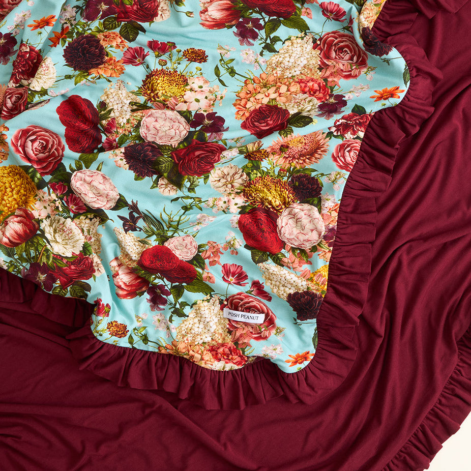 Adalynn & Dark Cherry Ruffled Luxe Patoo® Blanket