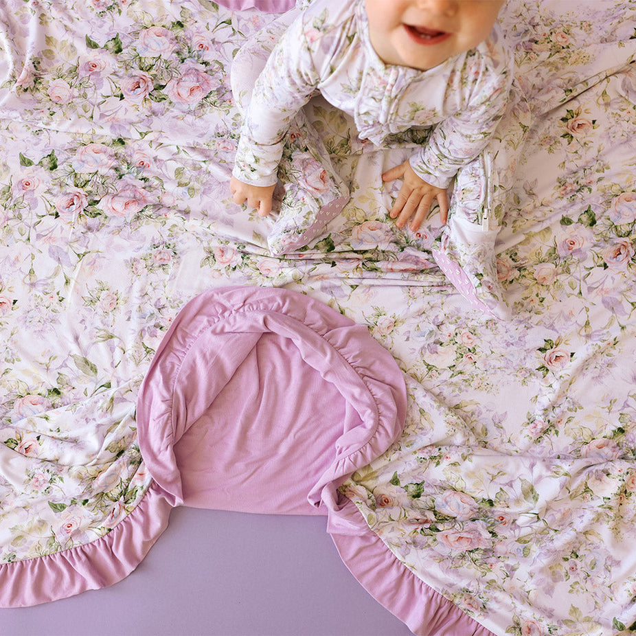 Vanna & Raya Purple Ruffled Luxe Patoo® Blanket