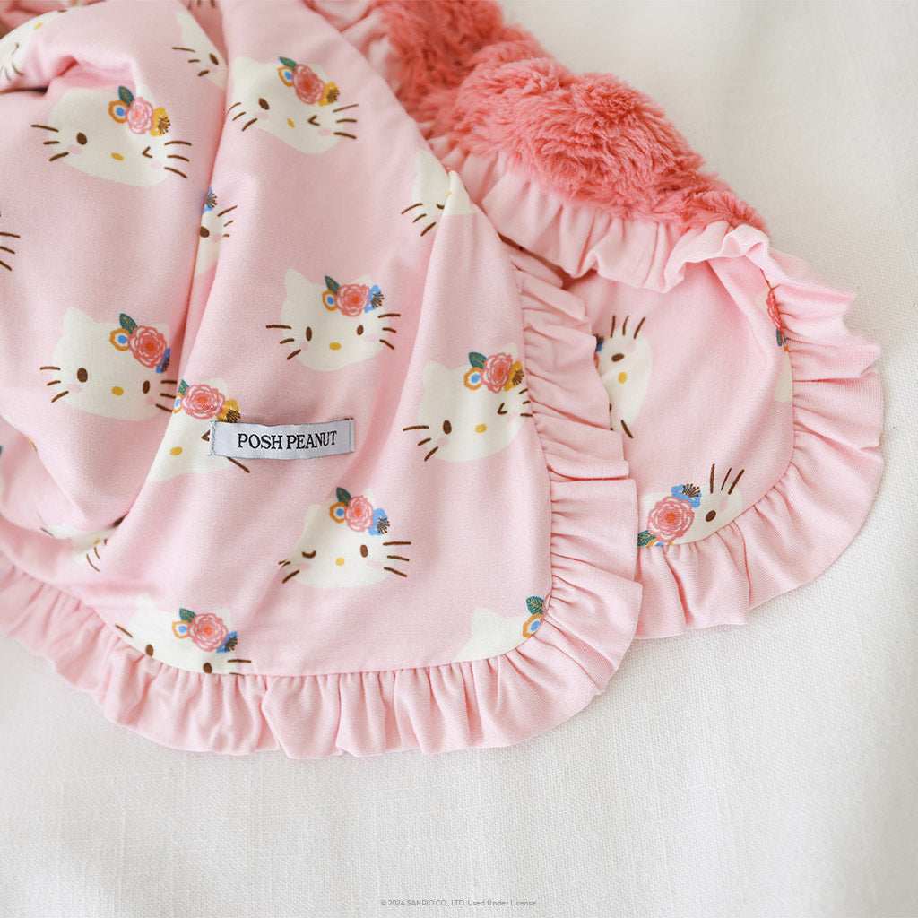 Pastel Pink Hello Kitty® Minky Ruffled Luxette Patoo® Blanket