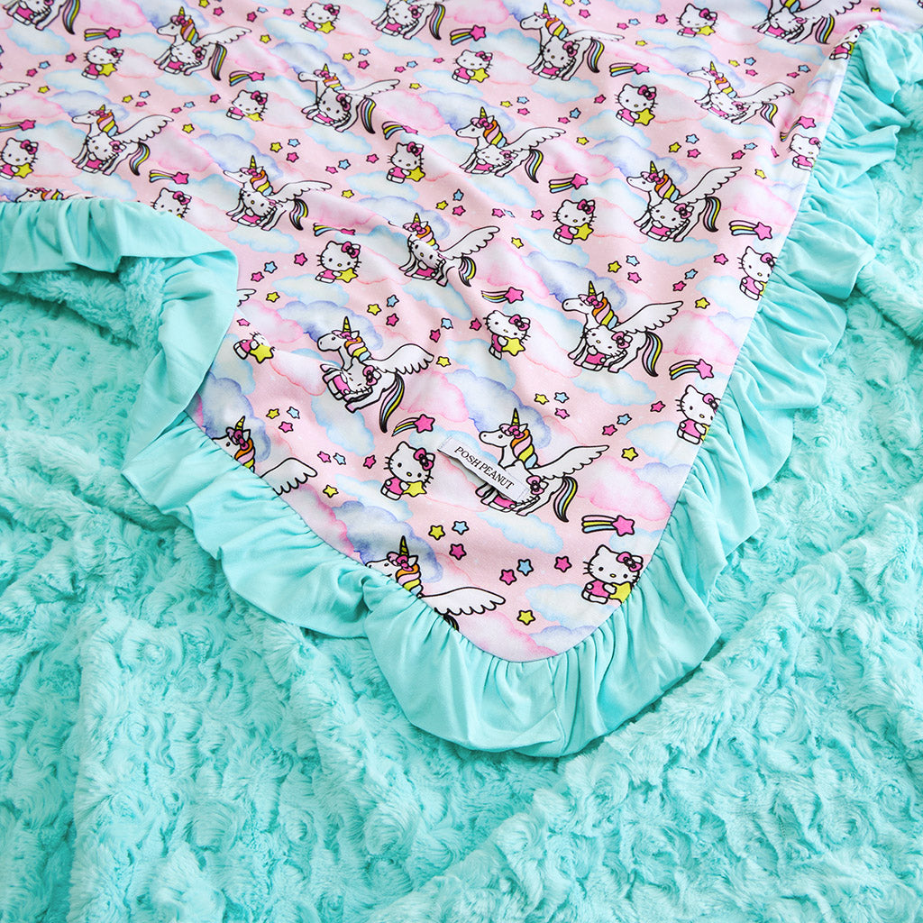 Hello Unicorn Minky Ruffled Luxe Patoo® Blanket