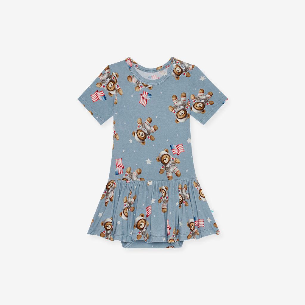Neil Short Sleeve Twirl Skirt Bodysuit Dress