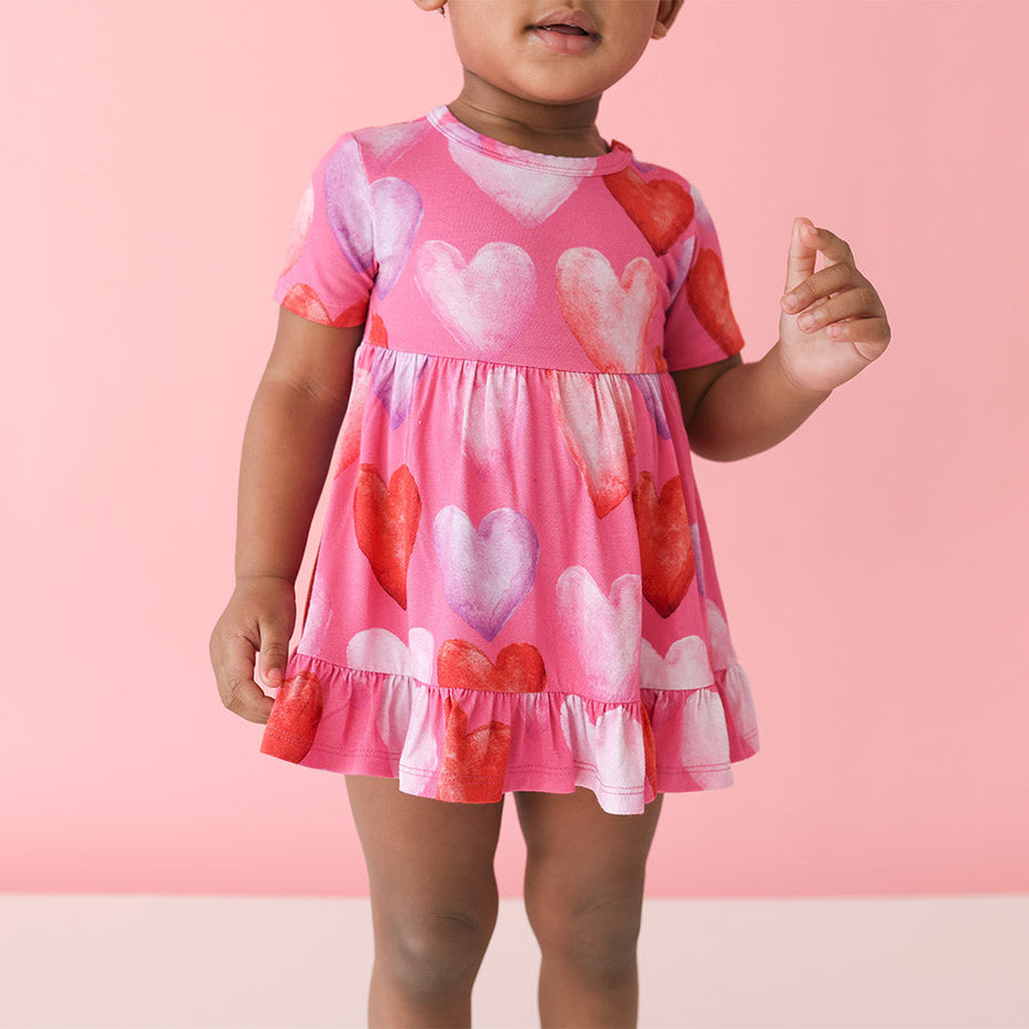 Posh Valentine Ruffled Twirl Bodysuit Dress