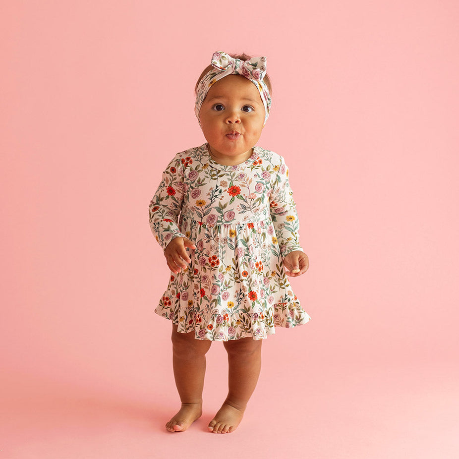 Madelyn Long Sleeve Ruffled Bodysuit Dress