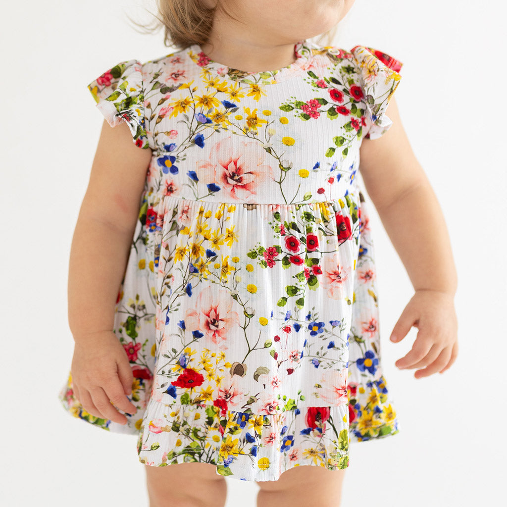 Barbara Ruffled Twirl Bodysuit Dress