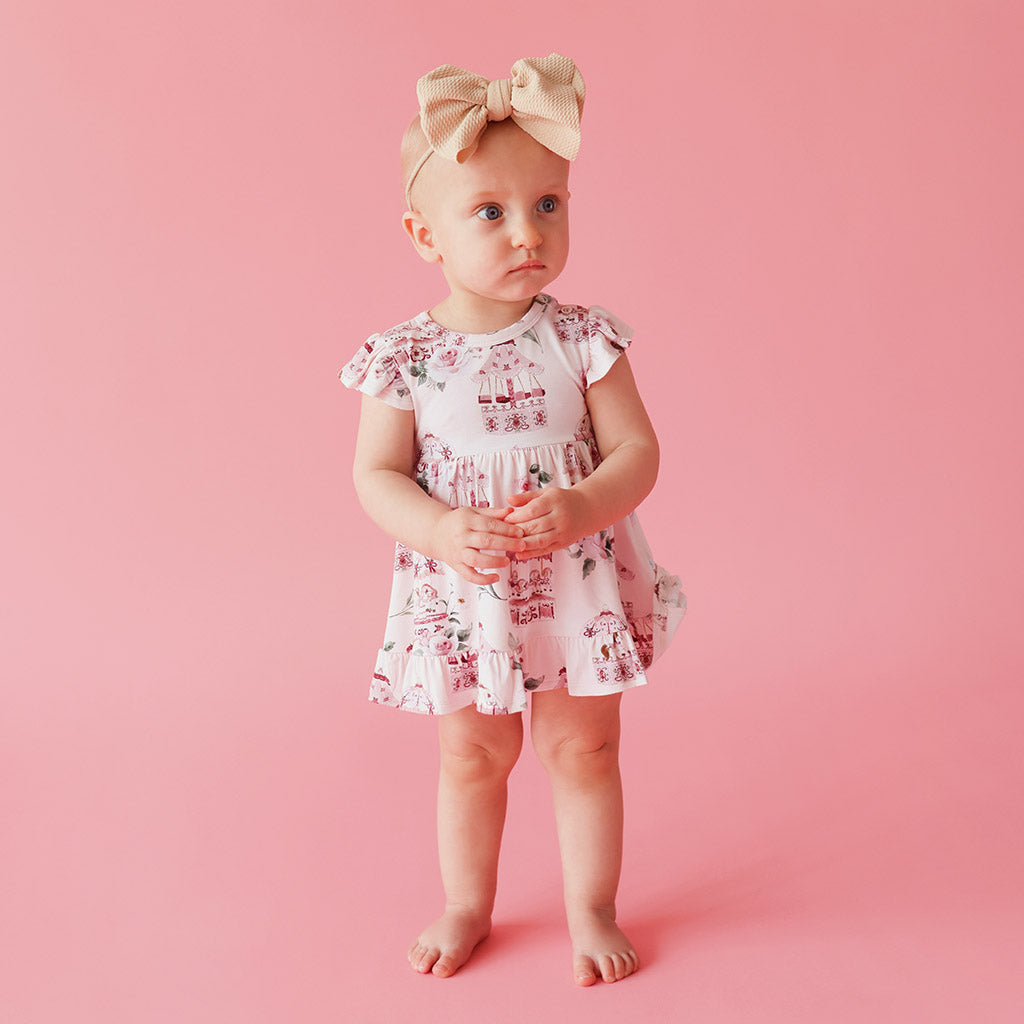 Parisian Carousel Ruffled Twirl Bodysuit Dress