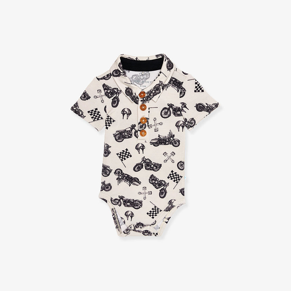 Baker Short Sleeve Collared Henley Bodysuit