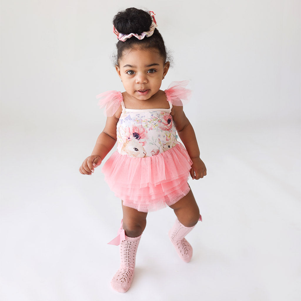 Everly Rose Tulle Smocked Bodysuit Dress