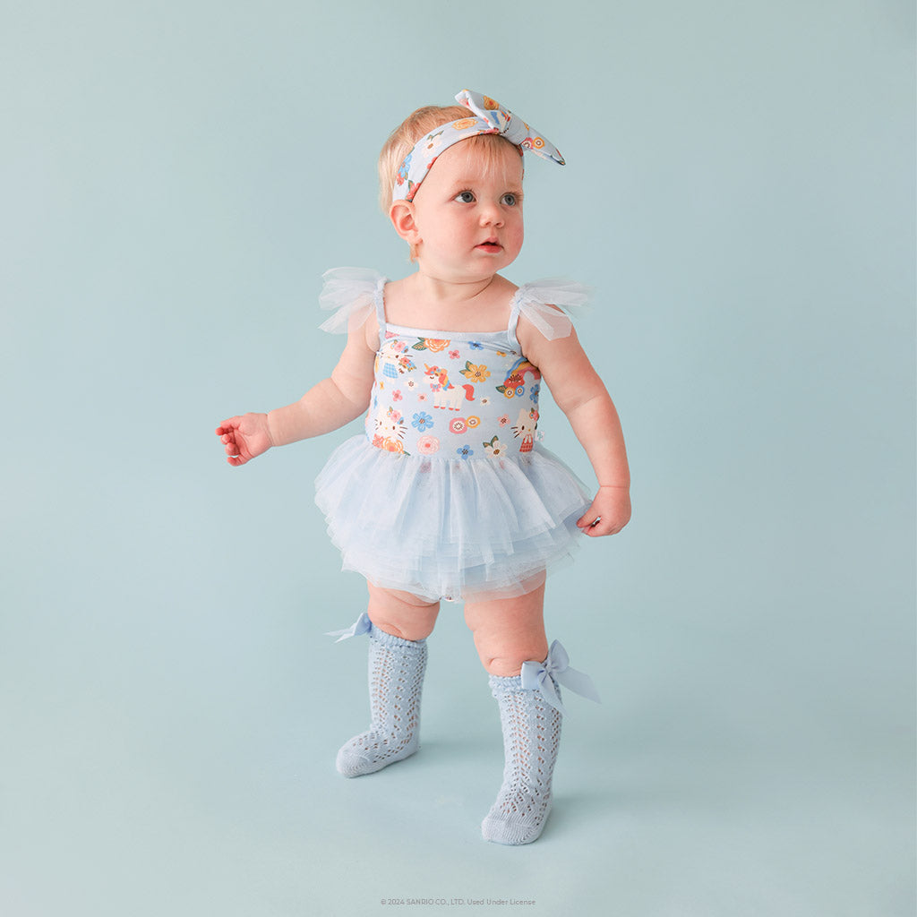 Springtime Blue Hello Kitty® Tulle Smocked Bodysuit Dress