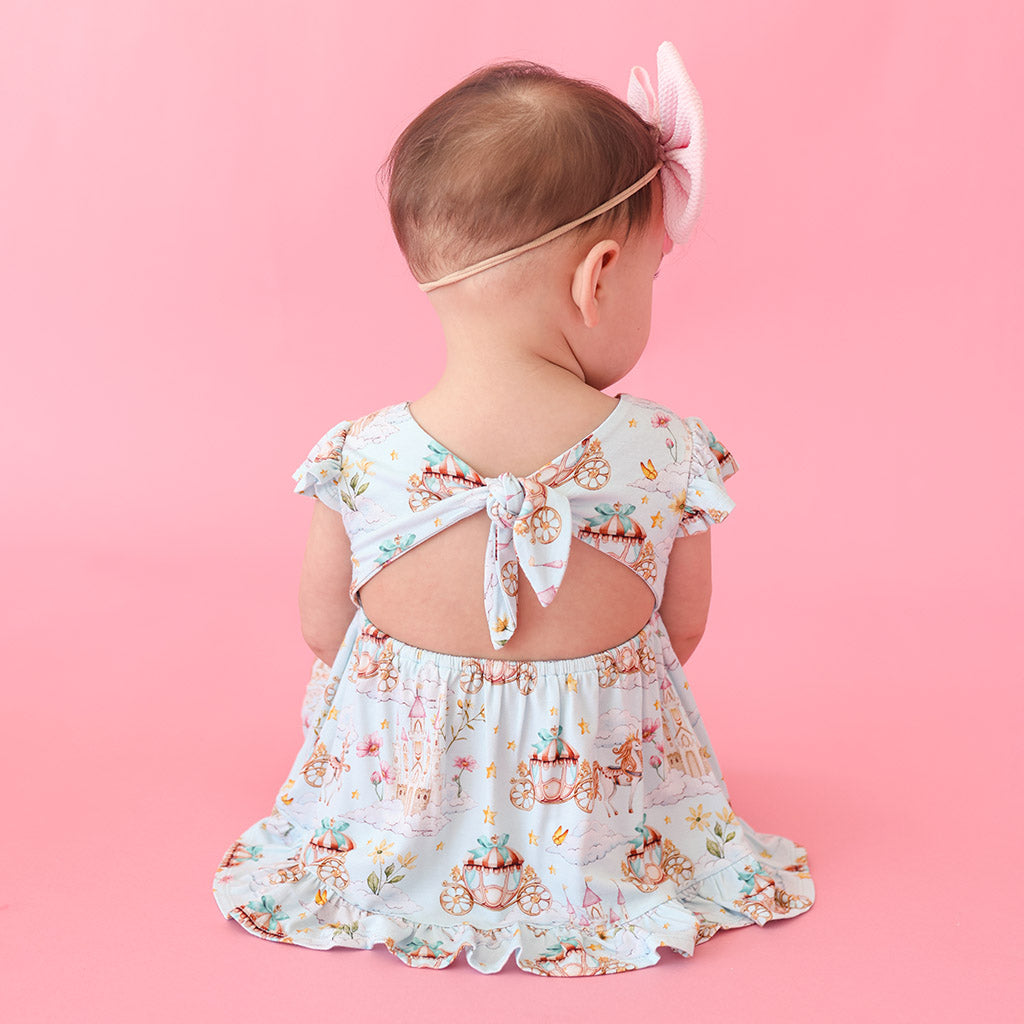 Catherine Tie Back Ruffled Bodysuit Dress
