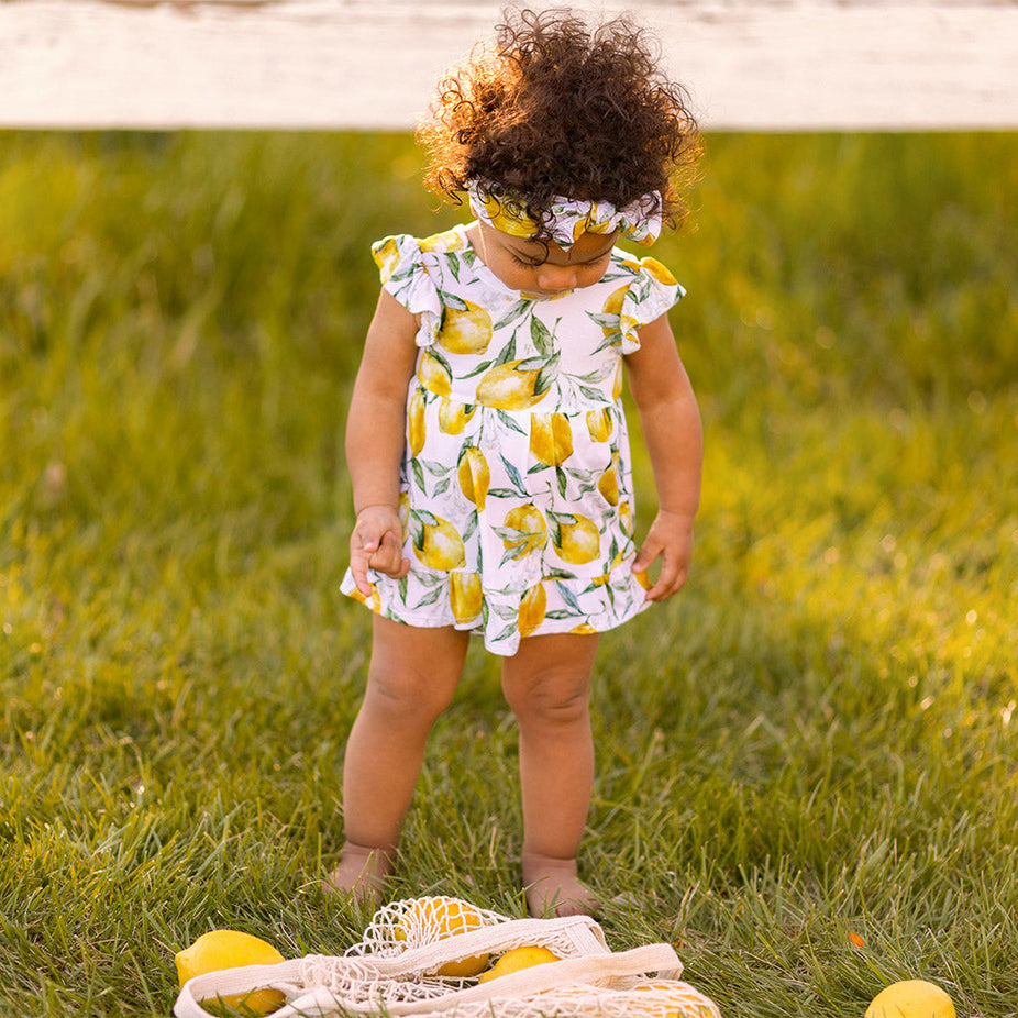 Limoncello Tie Back Ruffled Bodysuit Dress