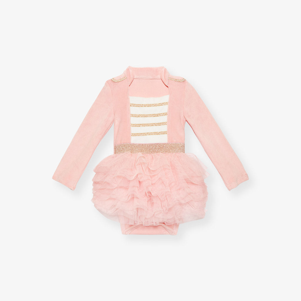 Posh Pink Nutcracker Velour Tulle Bodysuit Dress