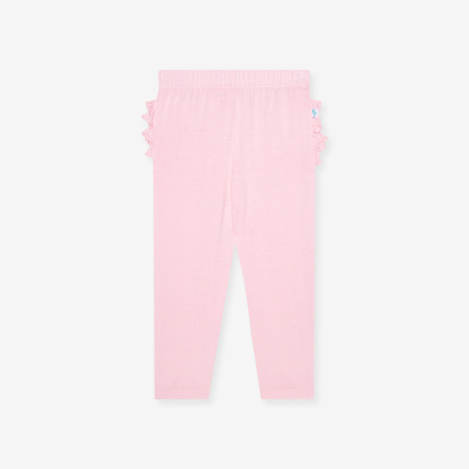 Springtime Pastel Pink Ruffled Bum Leggings