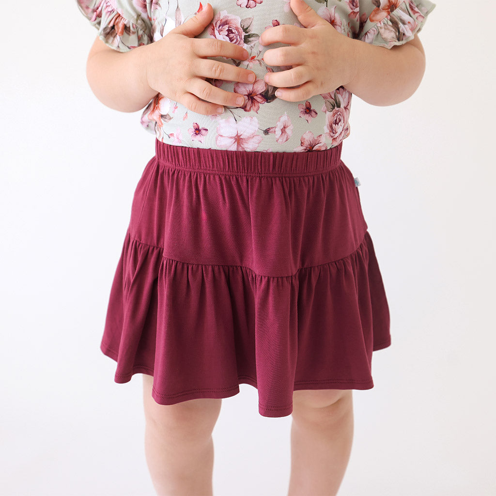 Burgundy Rose Skater Skirt