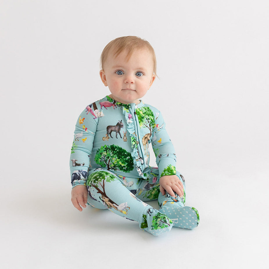 Brayden Footie Ruffled Zippered One Piece