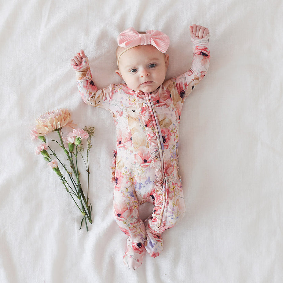 Everly Rose Footie Ruffled Zippered One Piece
