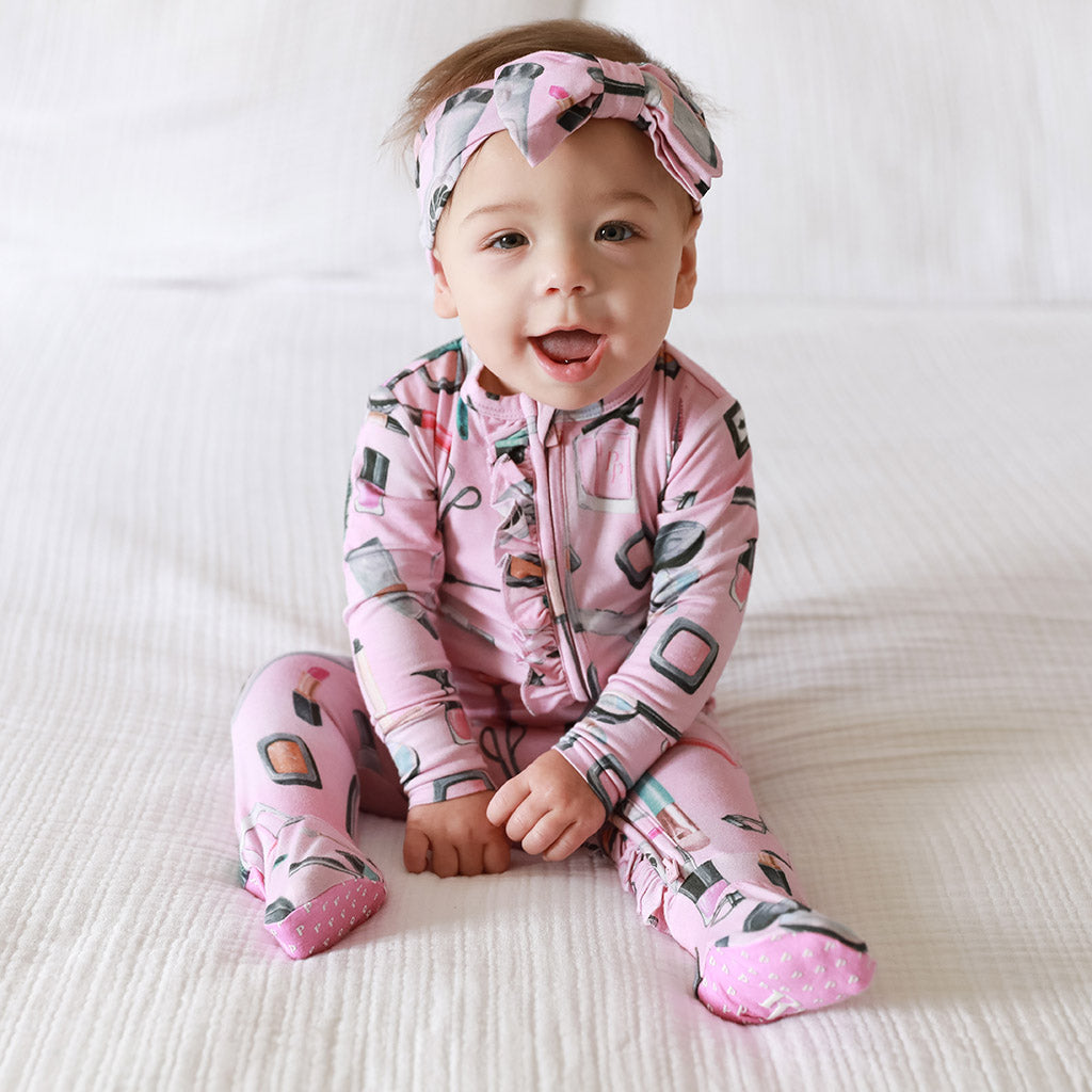 Posh Beauty Salon Footie Ruffled Zippered One Piece
