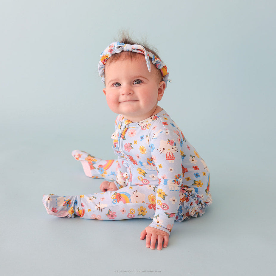 Springtime Blue Hello Kitty® Footie Ruffled Zippered One Piece