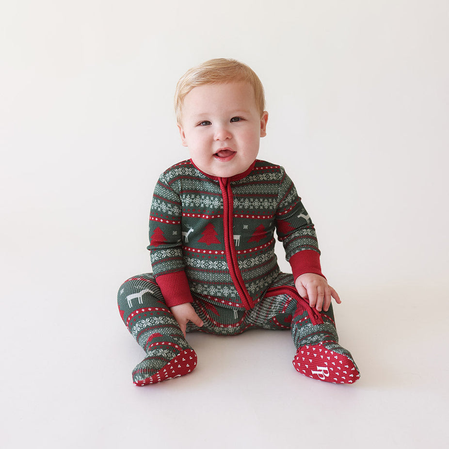 Holiday Fair Isle Footie Zippered One Piece