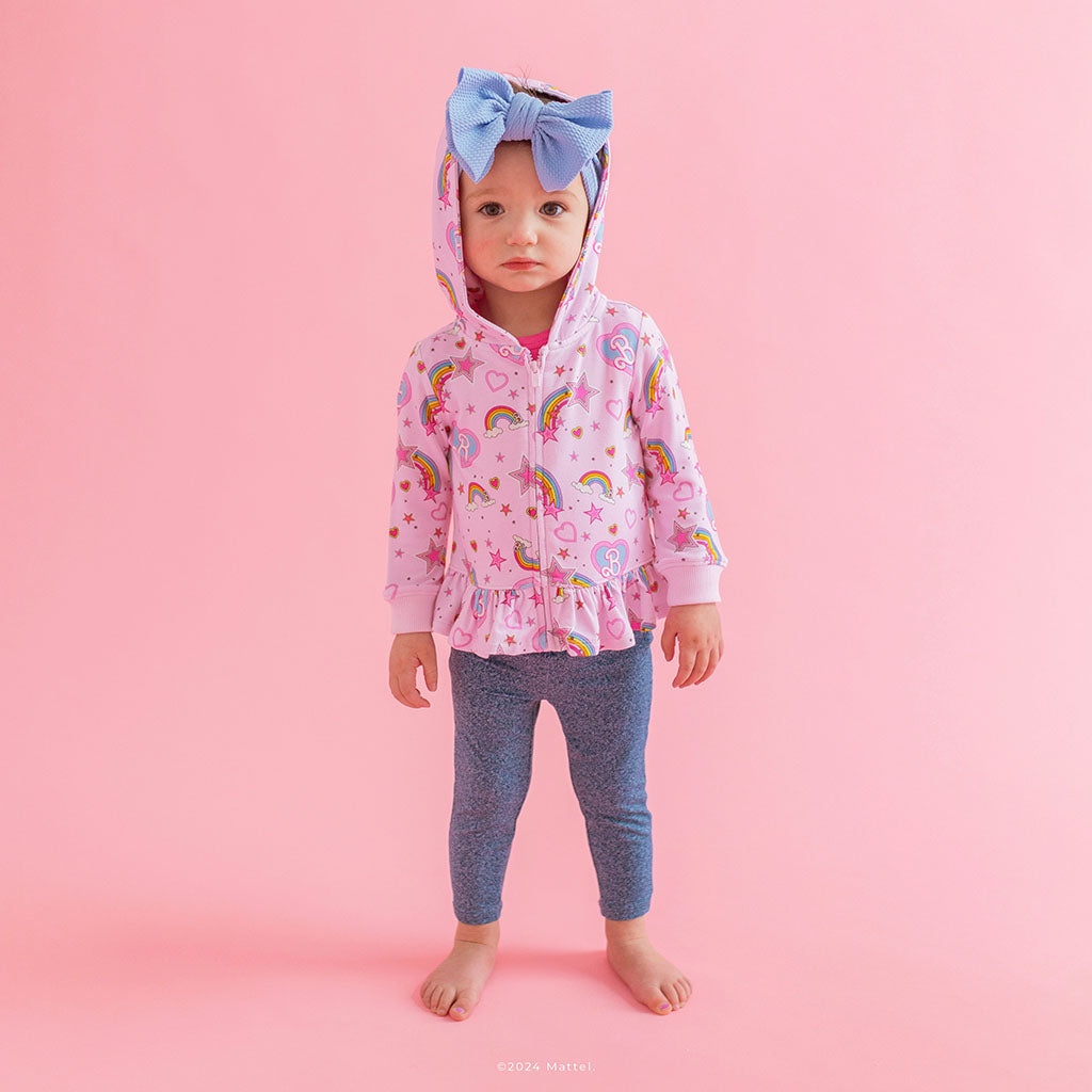 Barbie™ Star Power French Terry Long Sleeve Ruffled Zippered Hoodie