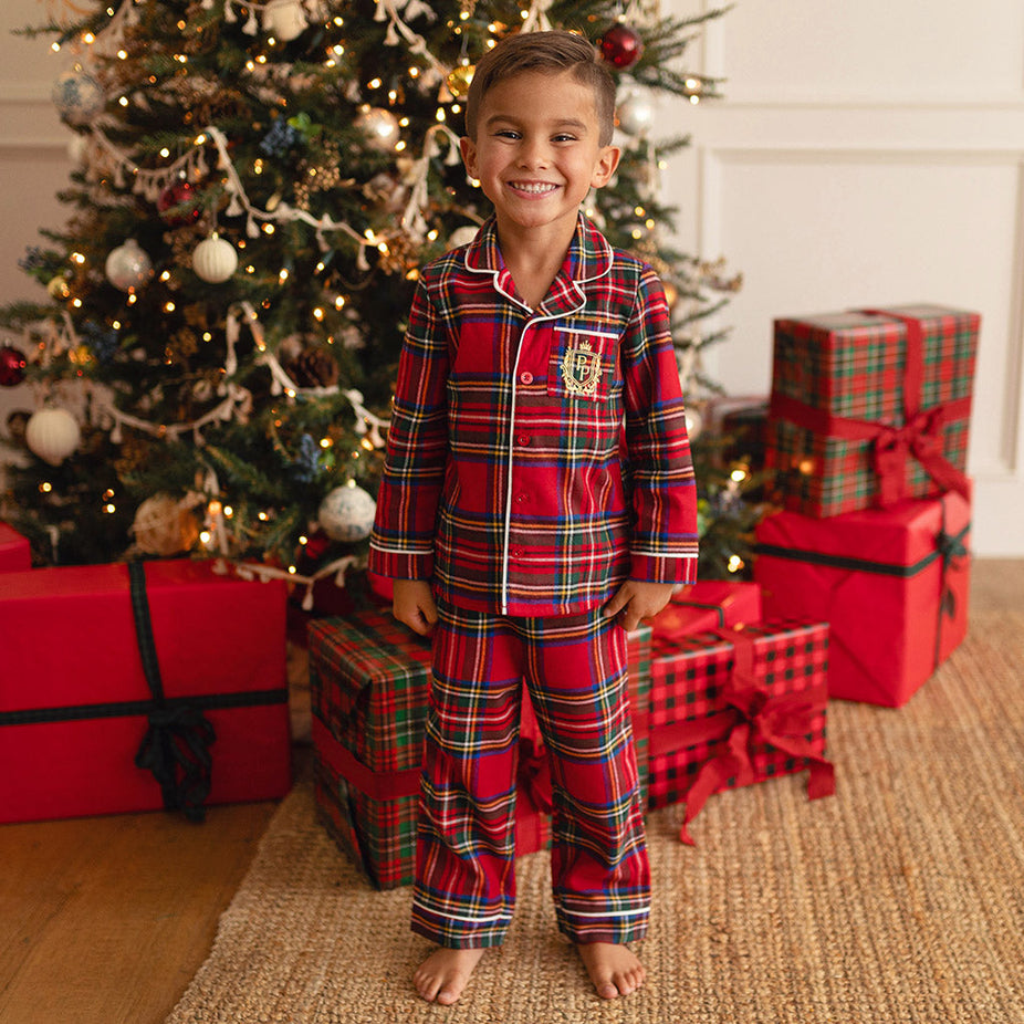 Red Tartan Plaid Flannelette Luxe Pajama Set