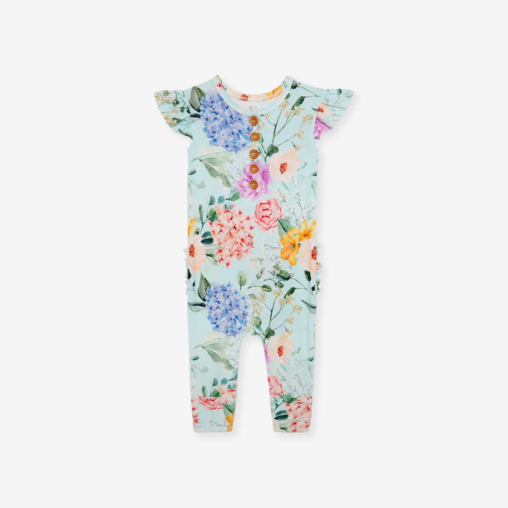 Erin Ruffled Cap Sleeve Henley Romper