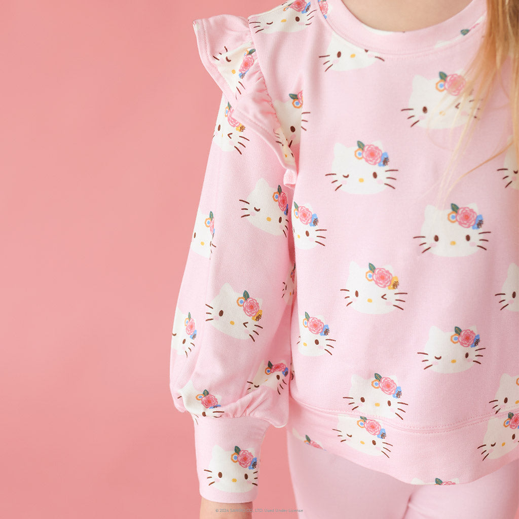 Pastel Pink Hello Kitty® French Terry Ruffled Sweatshirt