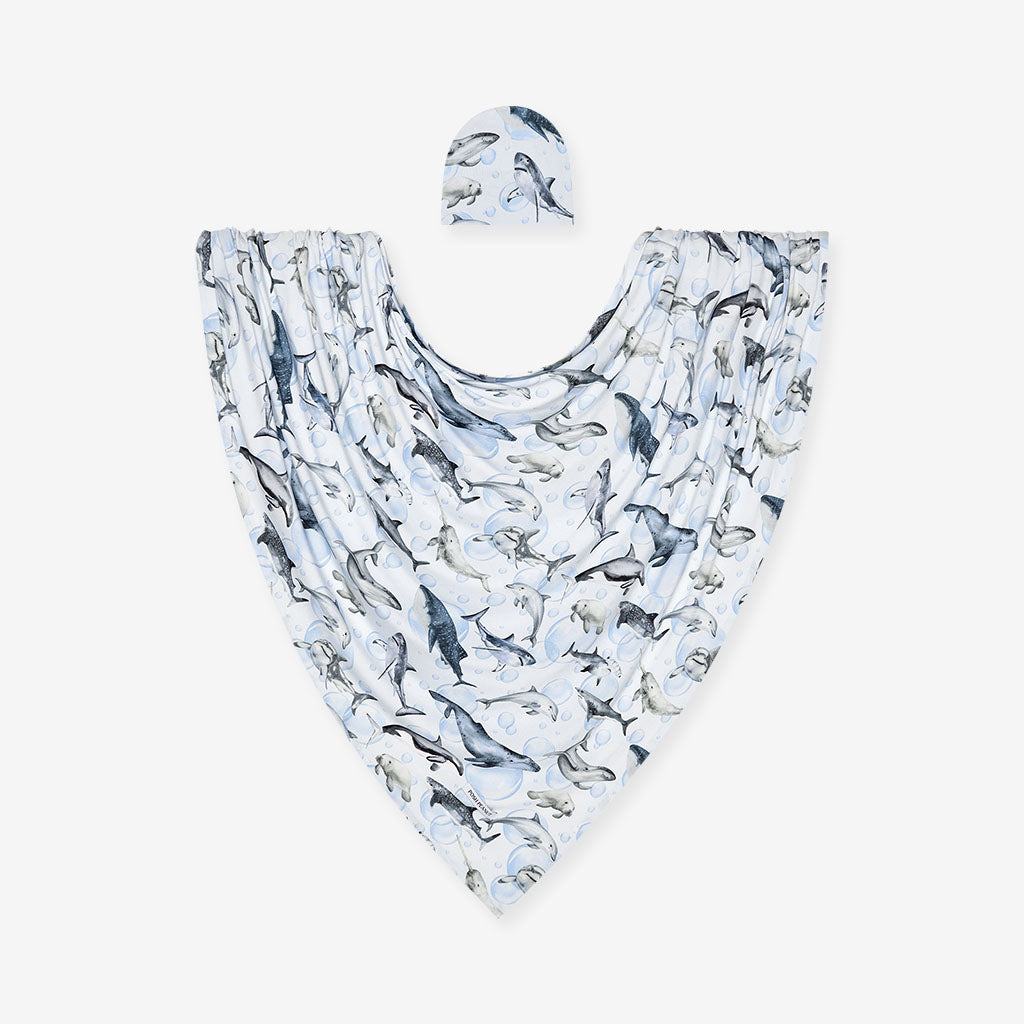 Sharkly Swaddle Beanie Set