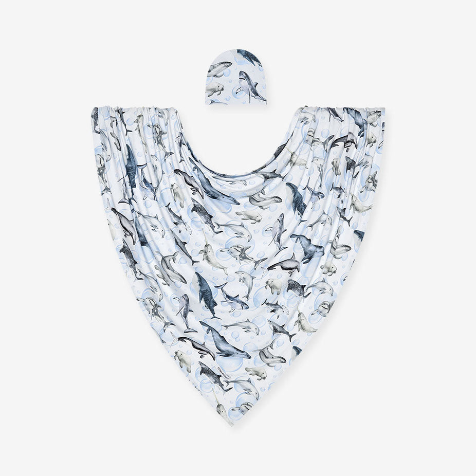 Sharkly Swaddle Beanie Set