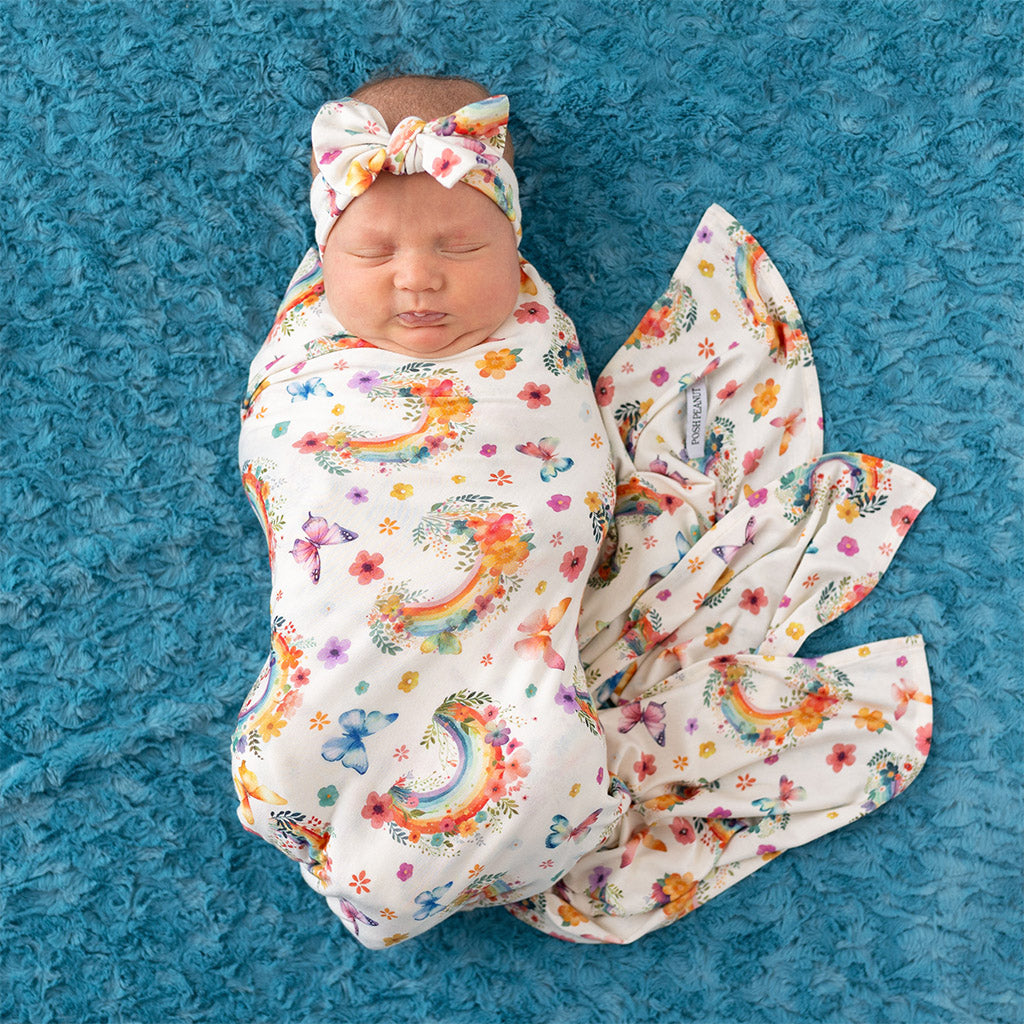 Lucky Rainbow Swaddle Headband Set