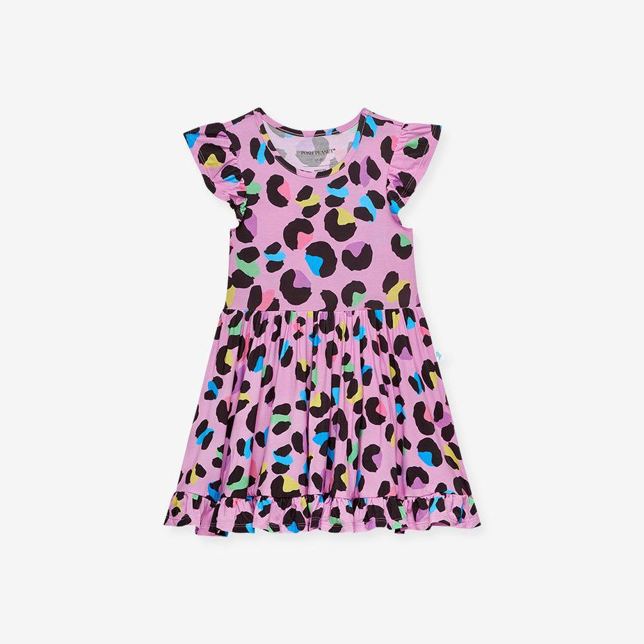 Electric Leopard Ruffled Twirl Dress