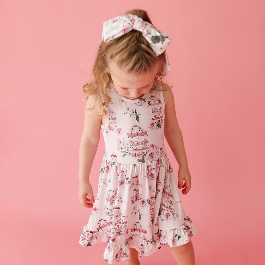 Parisian Carousel Racerback Ruffled Twirl Dress