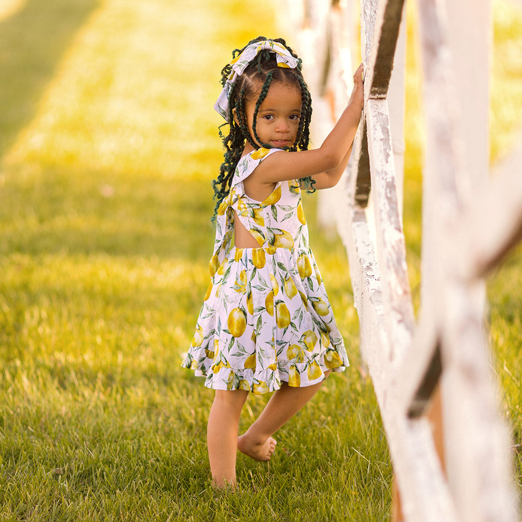 Limoncello Tie Back Ruffled Twirl Dress