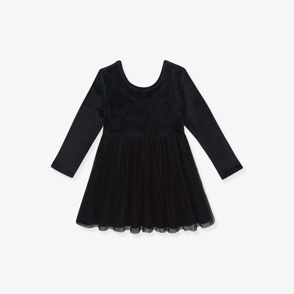 Black Velour Tulle Dress