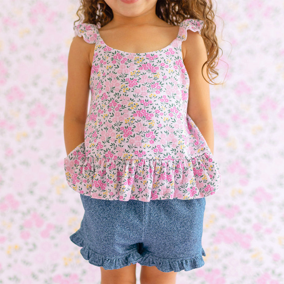 Meadow Haze Pointelle Ruffled Tank