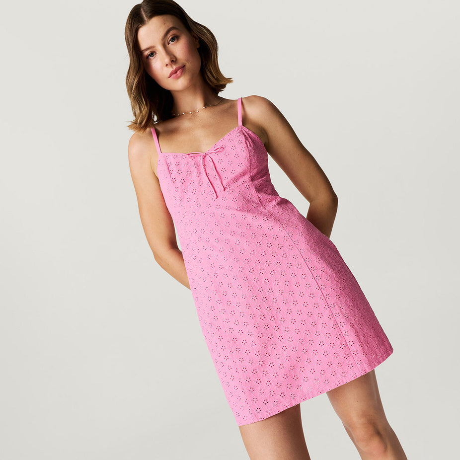 Aurora Pink Women's Eyelet Mini Dress