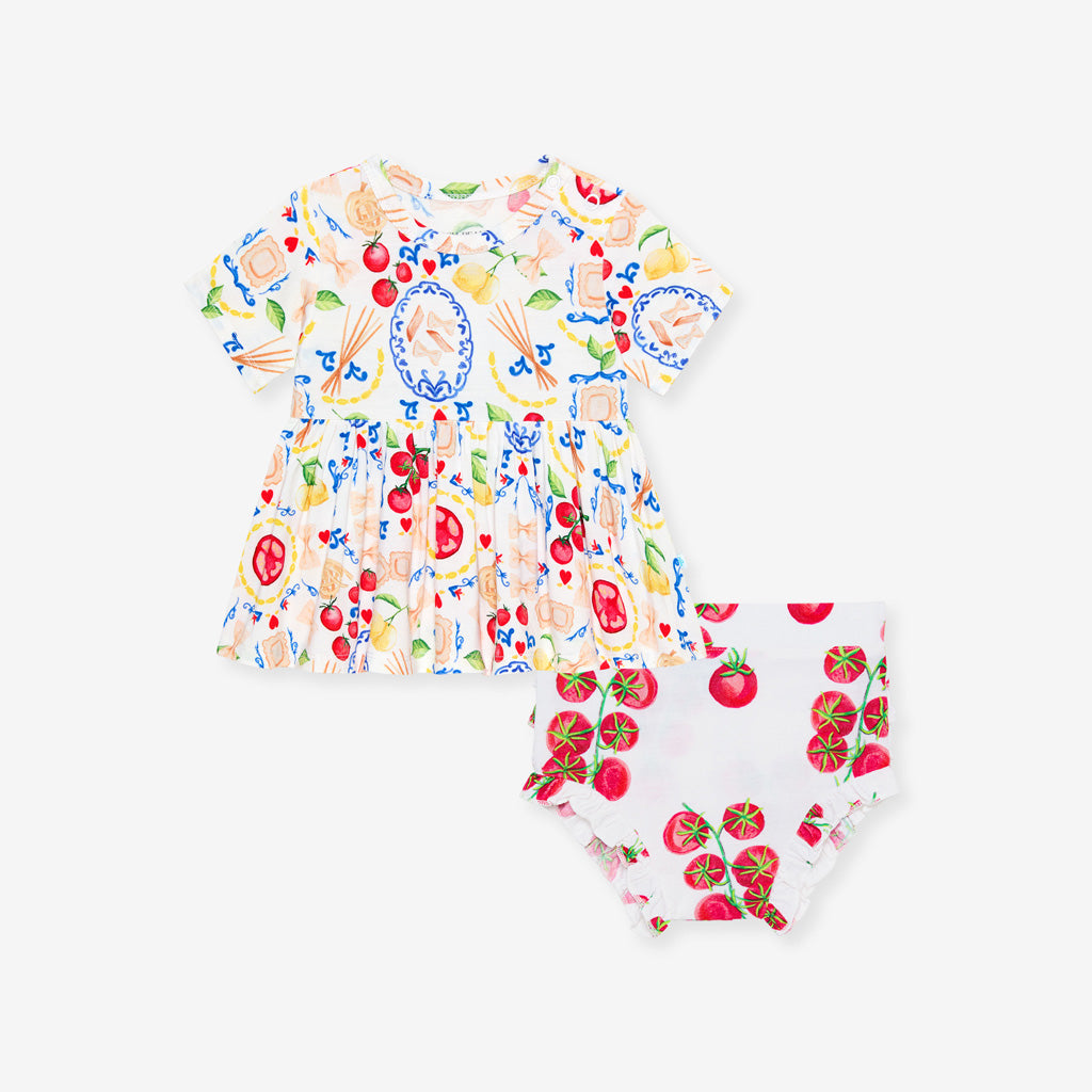 Mangia Peplum Ruffled Bummie Set