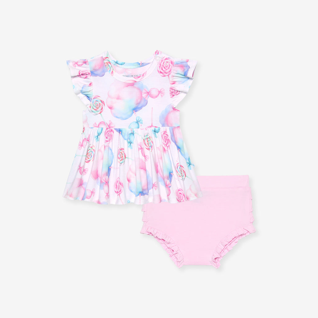 Sweeties Peplum Ruffled Bummie Set