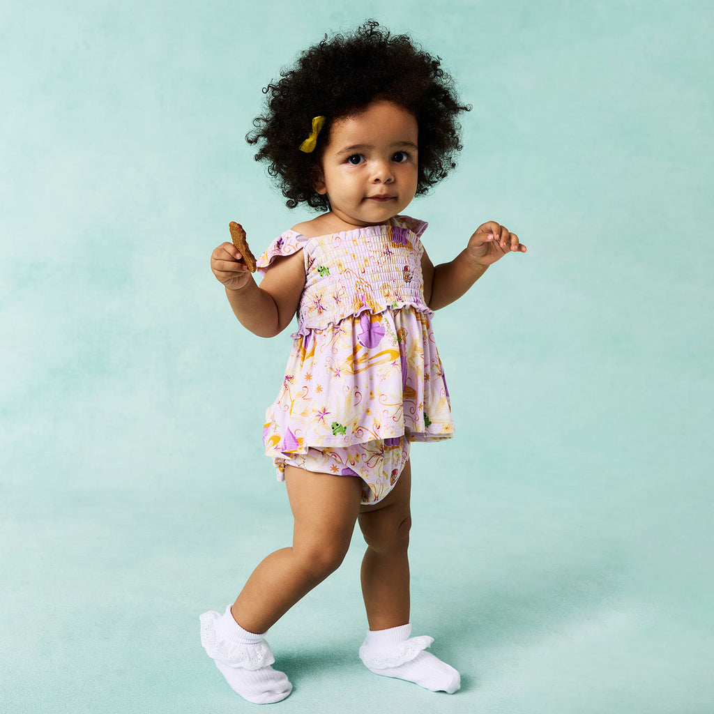 Disney Princess Rapunzel Smocked Babydoll Bummie Set