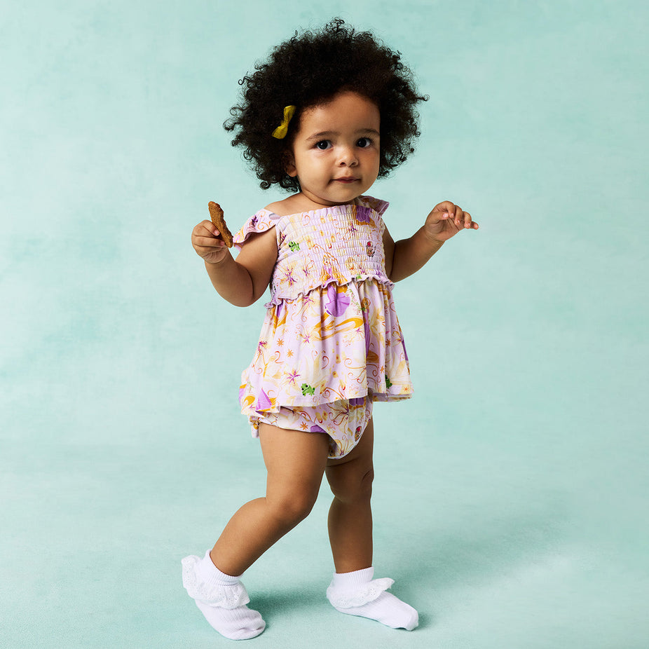 Disney Princess Rapunzel Smocked Babydoll Bummie Set