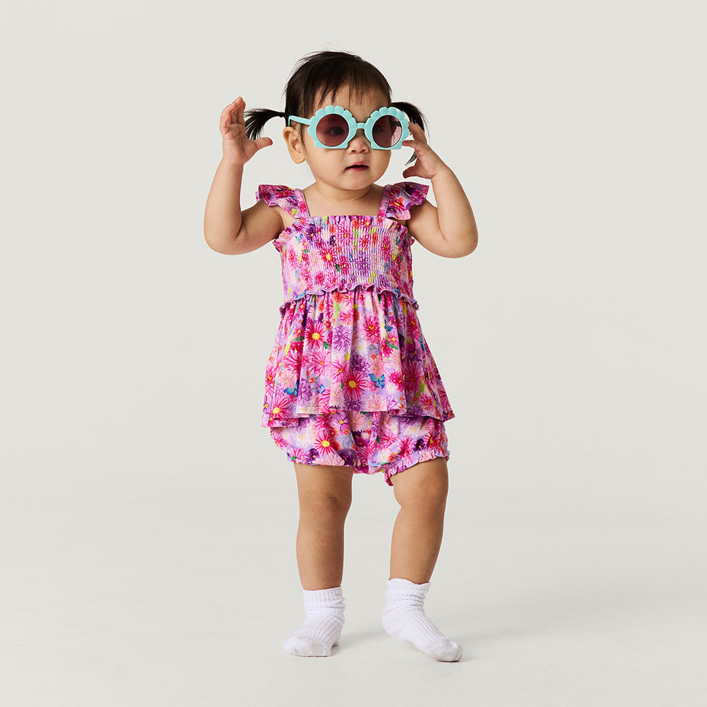 Zinnia Smocked Babydoll Bummie Set