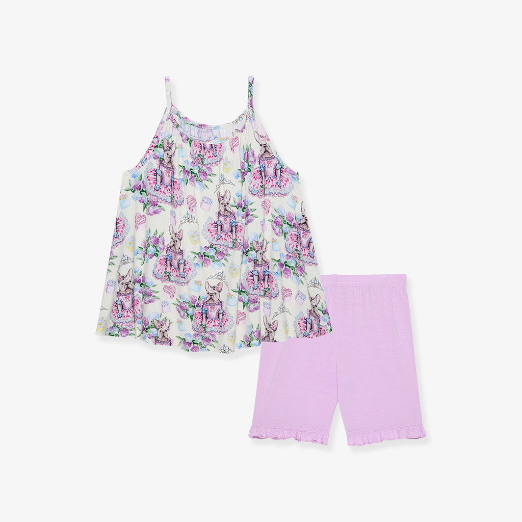 Posh Frenchie Top Ruffled Short Set