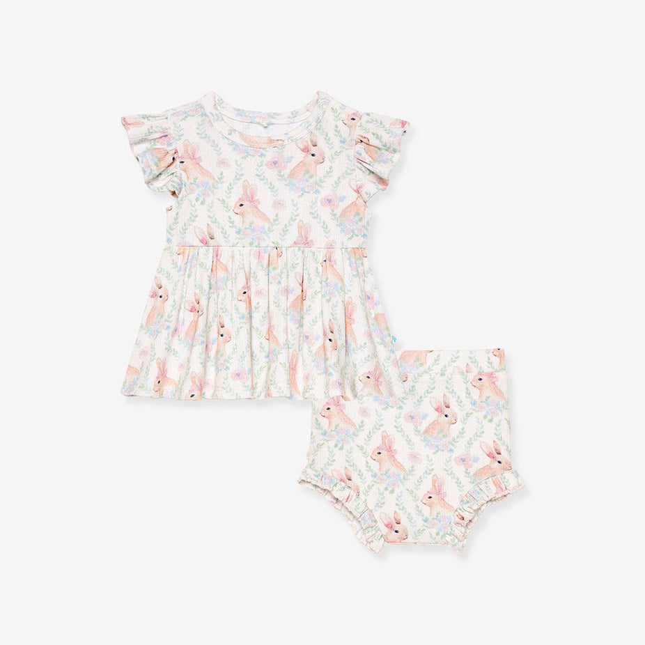 Buttercup Pointelle Peplum Bummie Set